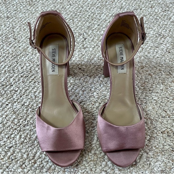 Steve Madden Pink Rose Satin Heels - Picture 2 of 5